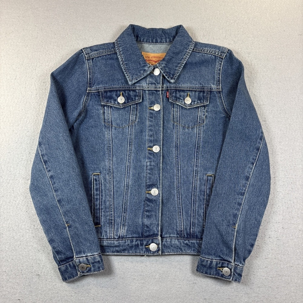 Levi Strauss Kids‎ Denim Jean Jacket Size Large Blue Trucker Button Up EUC